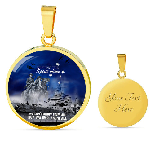 Australia Circle Necklace Anzac Day Remember All The Battles Fought Blue